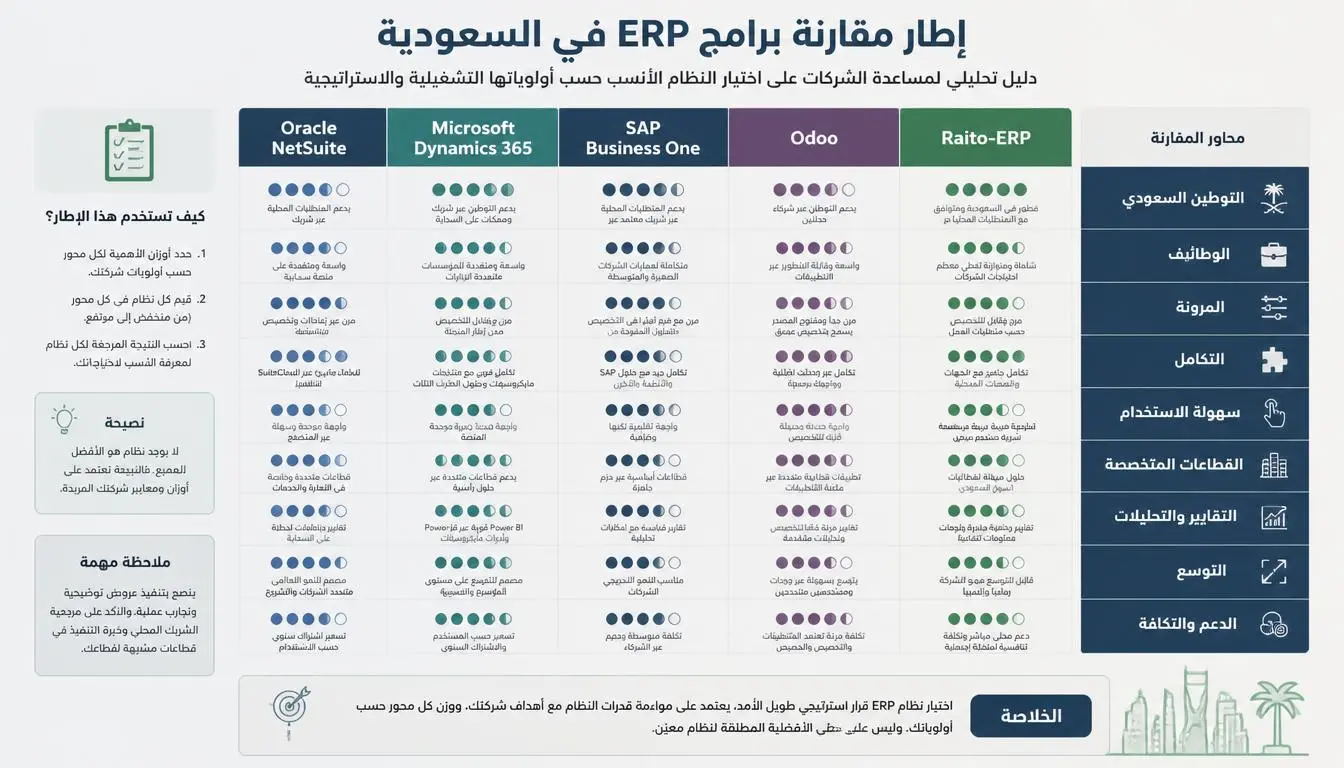 منهجية تقييم أفضل ERP في السعودية