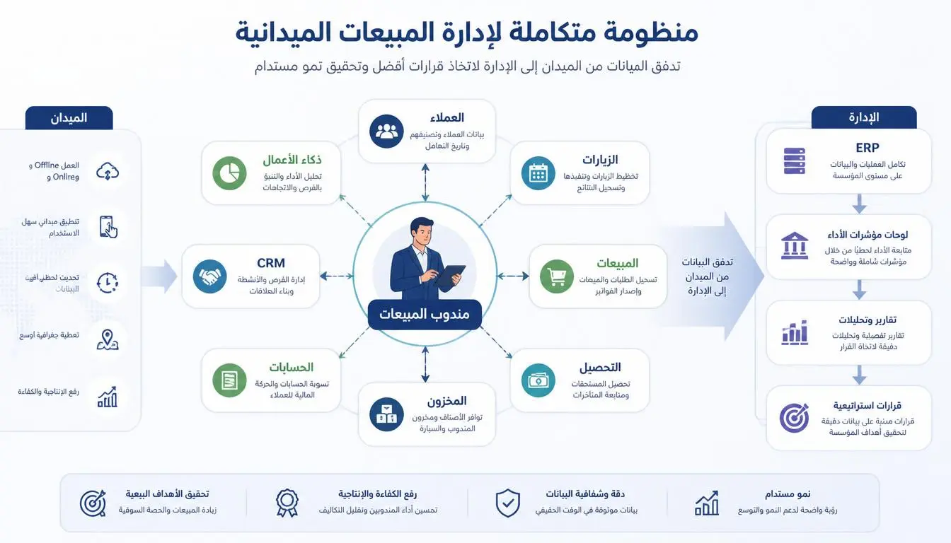 متابعة GPS وإدارة الزيارات والمبيعات والتحصيل من مكان واحد
